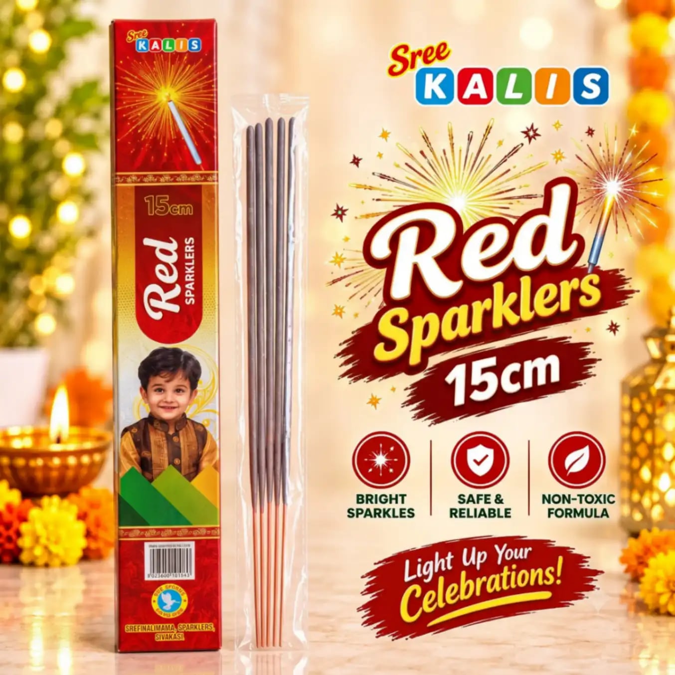 15 Cm Red Sparklers (10 Pcs)